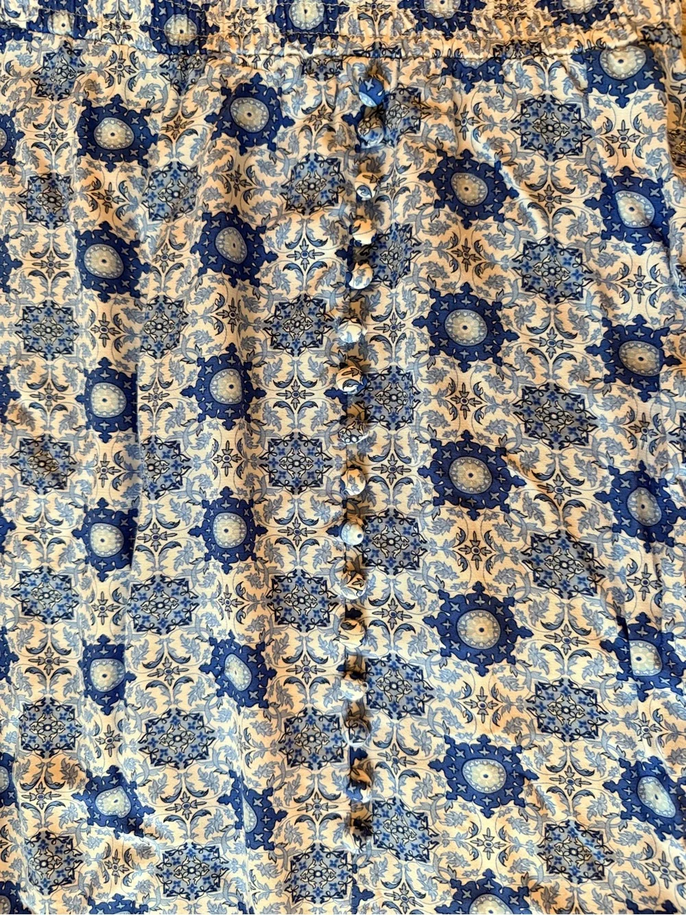 LOFT Blue and White Floral Medallion Skirt, small